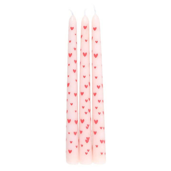 Set di 3 candele coniche a forma di cuore per San Valentino