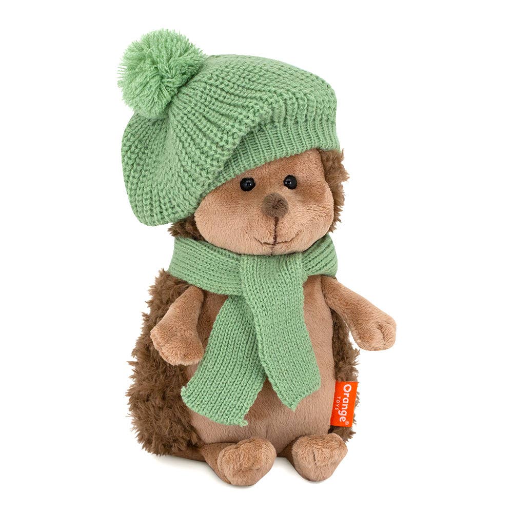 Peluche le hérisson Fluffy avec béret rayé vert 20cm