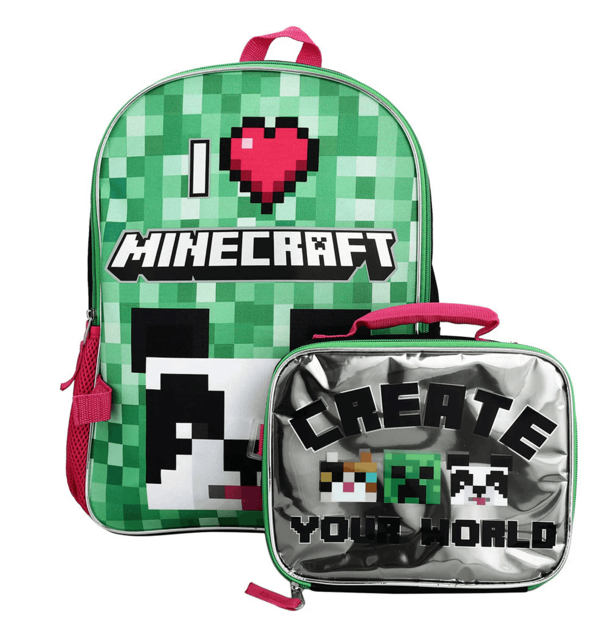 Set sac à dos et boîte à déjeuner Minecraft pour fille
