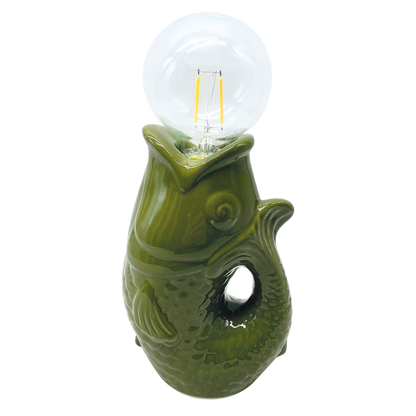 Déco LED poisson kaki à piles L13,5 P8,2 H27cm
