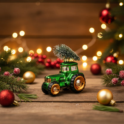 Adorno Navideño Tractor Verde