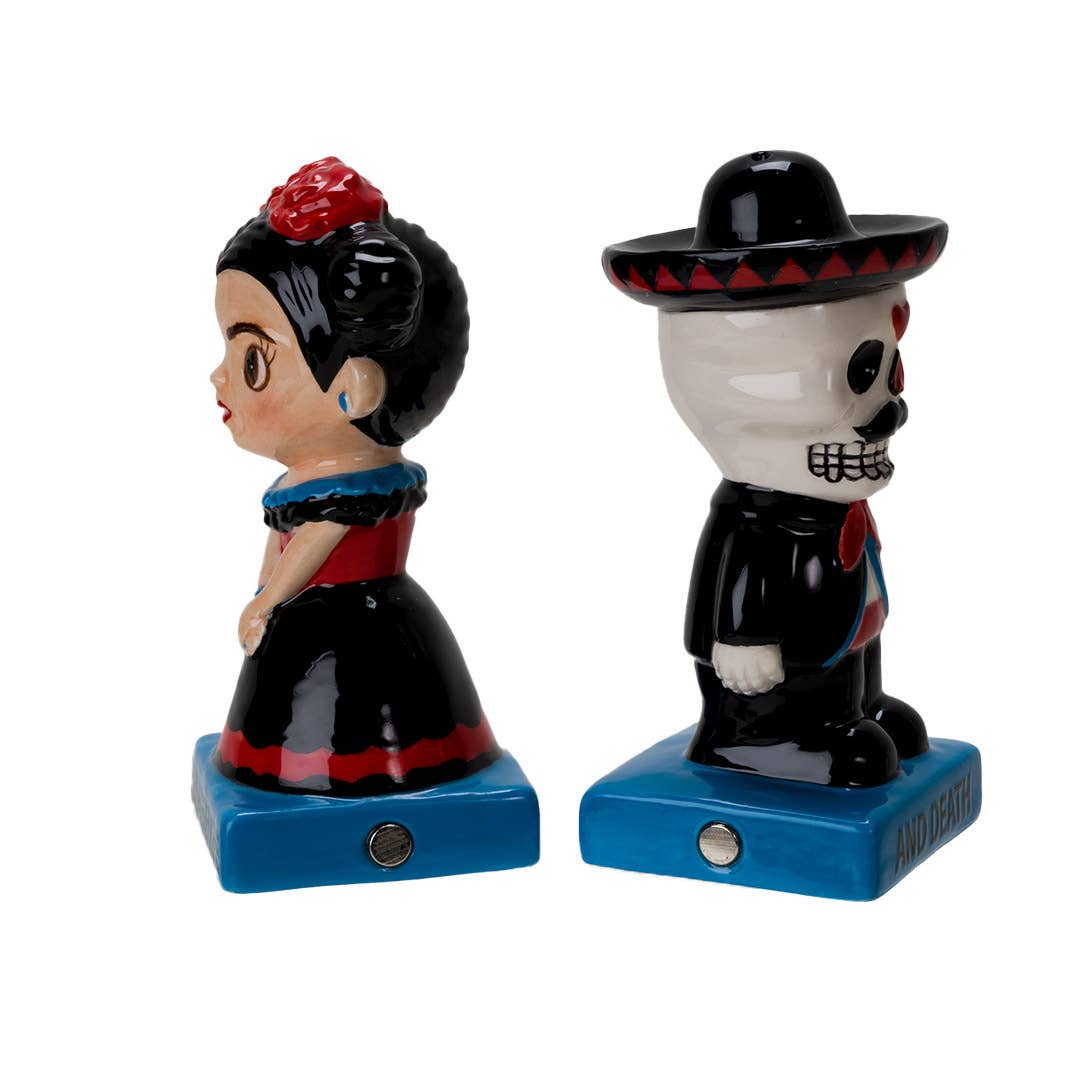 Conjunto de saleiro e pimenteiro em cerâmica Dia De Los Muertos