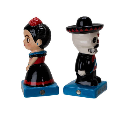 Conjunto de saleiro e pimenteiro em cerâmica Dia De Los Muertos