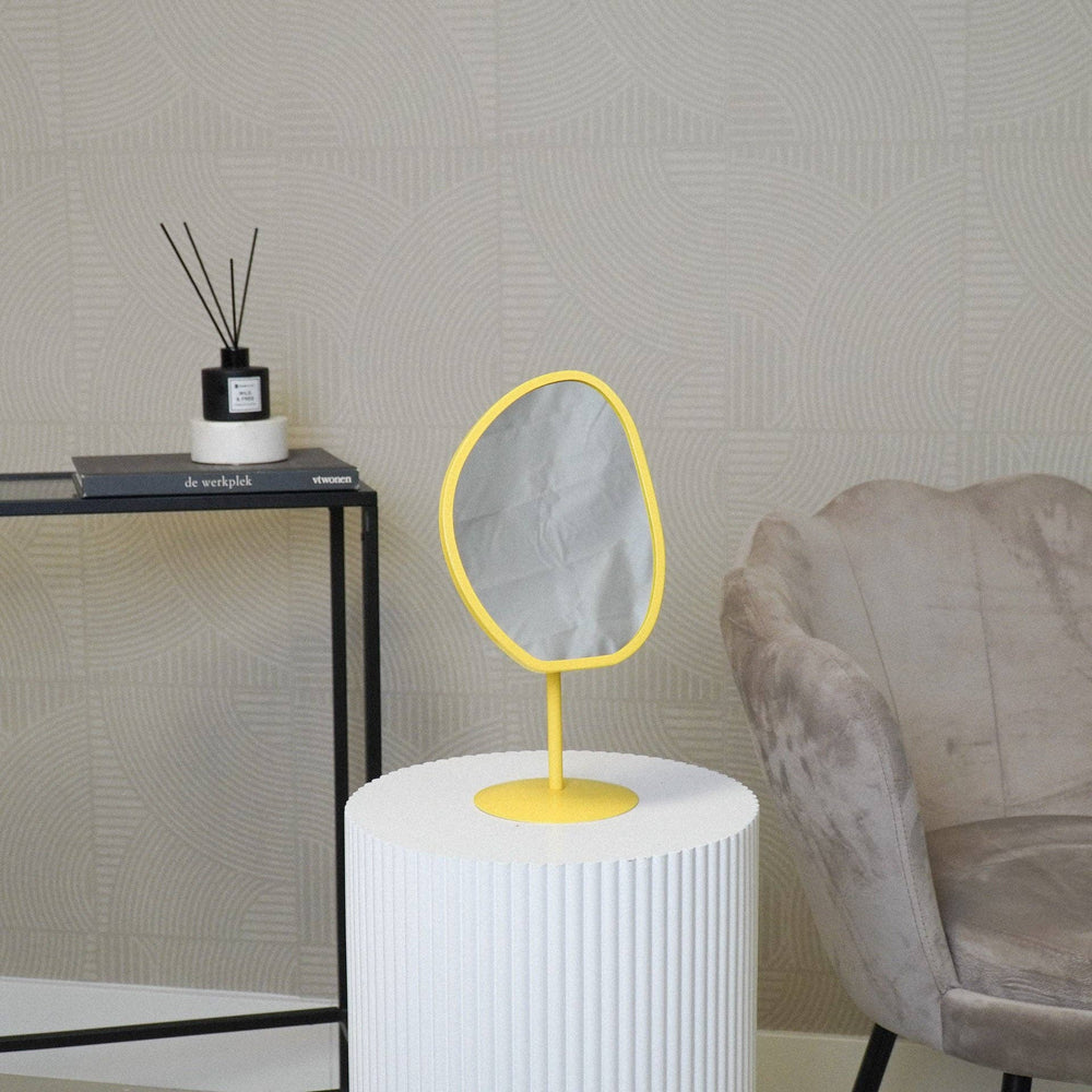 Miroir - Organique - Métal - Jaune Néon - 16,5x12x31,5cm