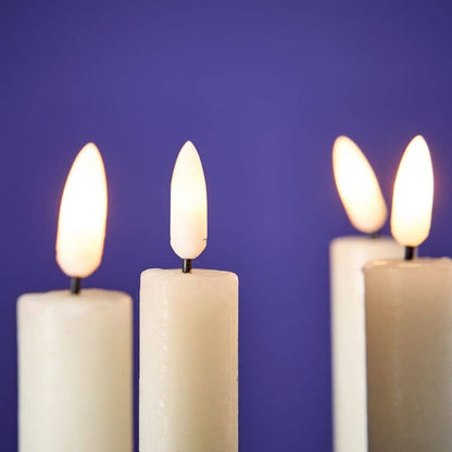 Vela LED Stick S/4, Crema, H.24,5 cm con control remoto