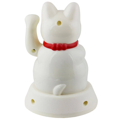 Chat chanceux solaire blanc 12cm