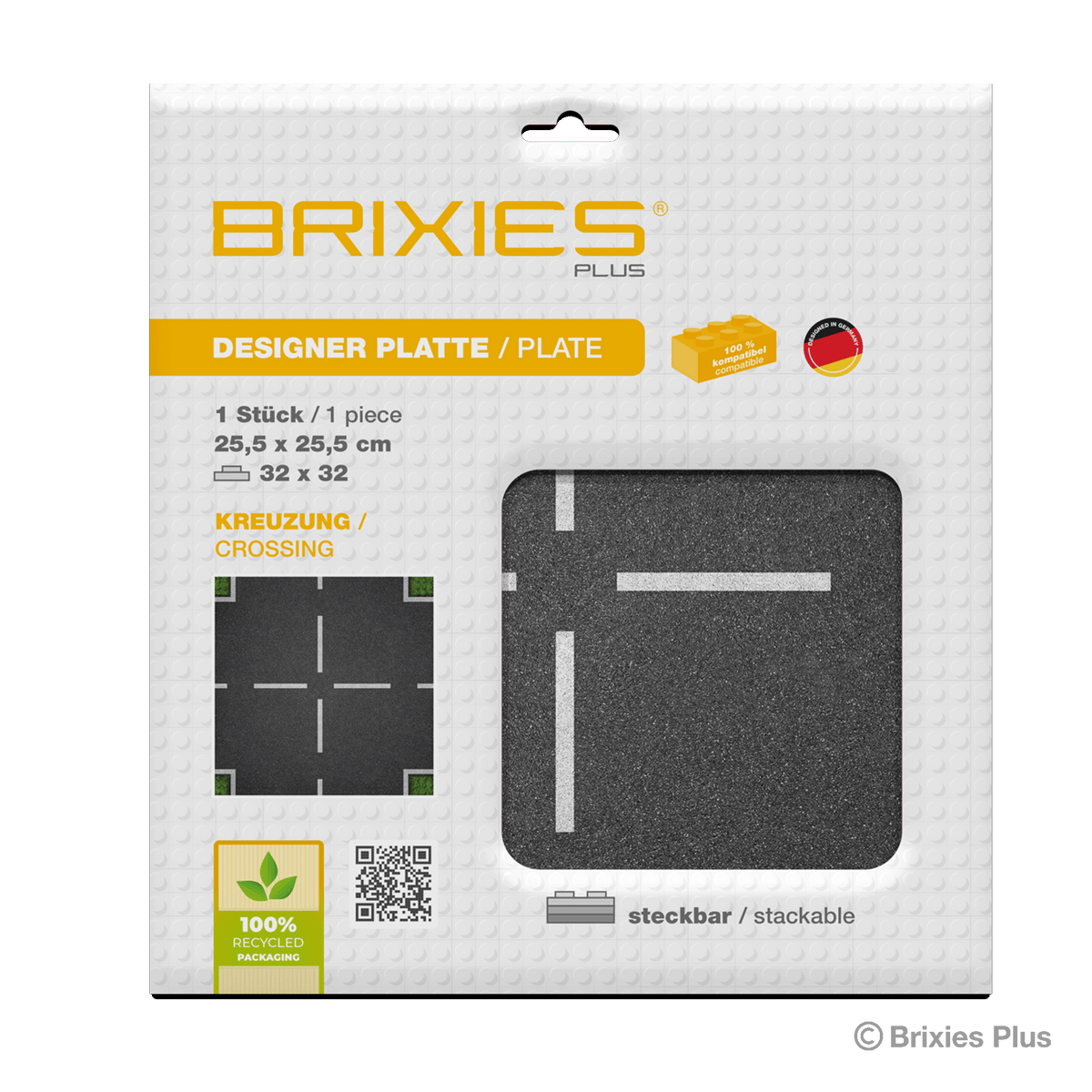 BRIXIES Plus Designer Platte Straße Kreuzung 32 x 32 Noppen