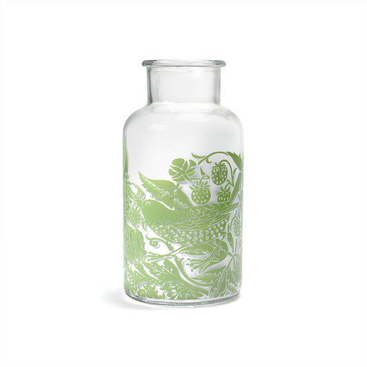 Vaso de vidro verde-sálvia William Morris Strawberry Thief
