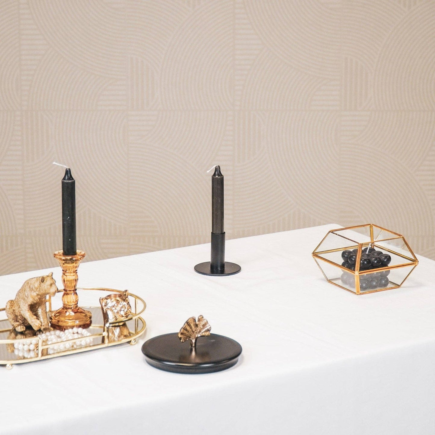 Bougeoir - Basique - Métal - Noir - 8x8x6,5cm