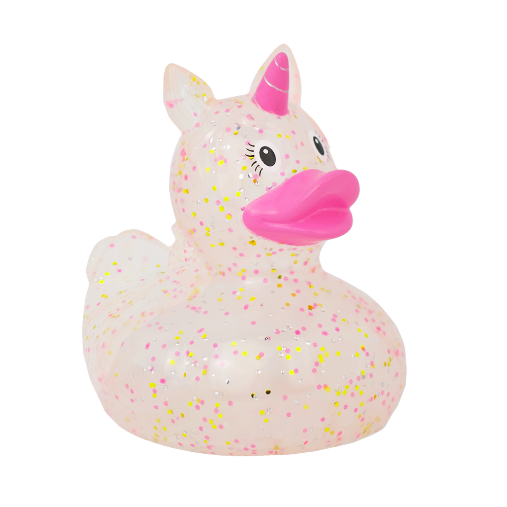 Pato unicornio rosa brillante