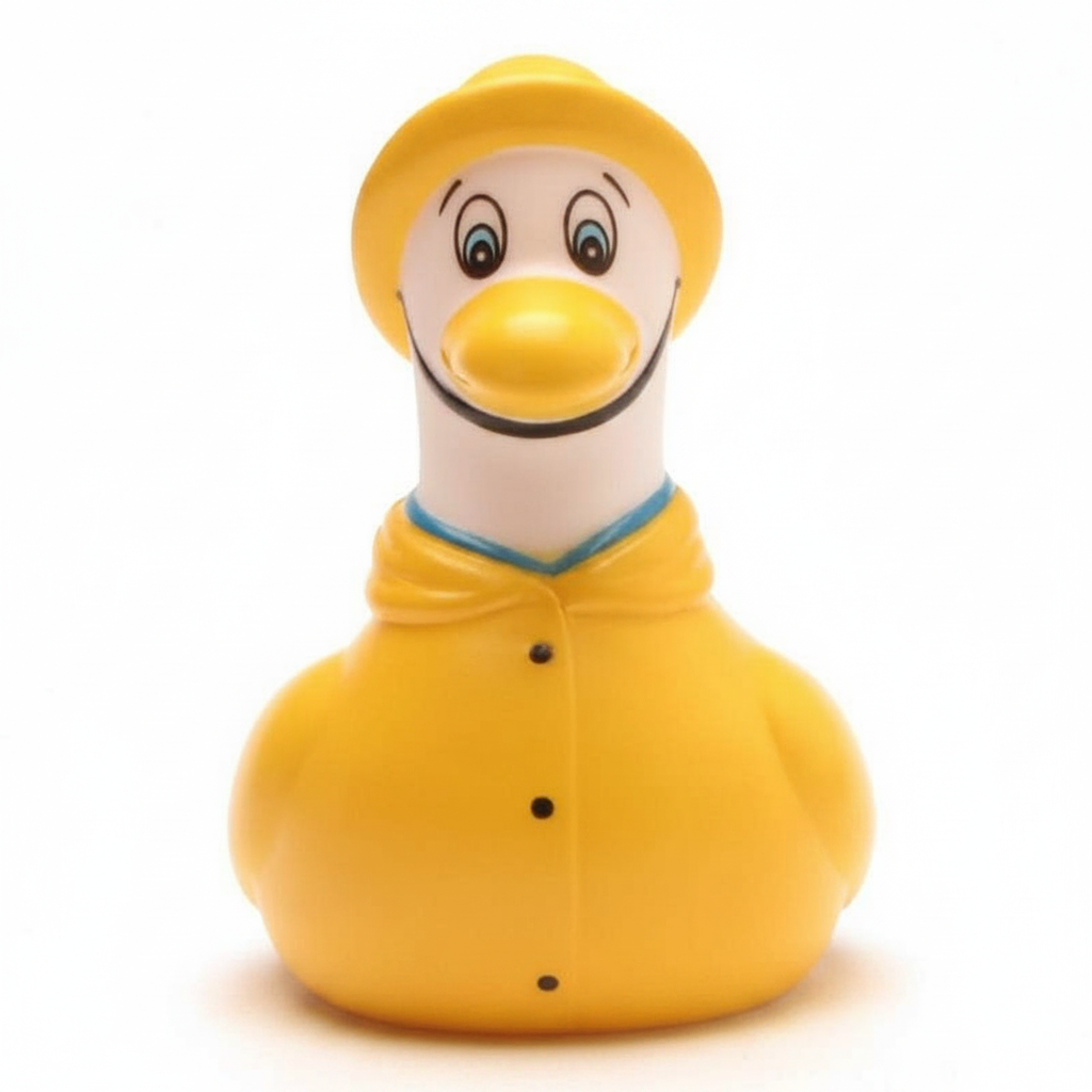 Meeuw in een gele regenjas