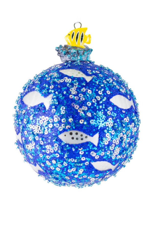 Adorno navideño de pez y mariposa brillante