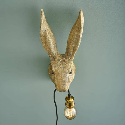 Applique murale Hasi, résine polyuréthane dorée, 22 x 19 x 46 cm