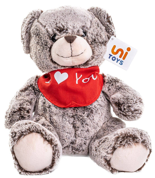 Peluche Ours Teddy (marron foncé) avec écharpe I Love You