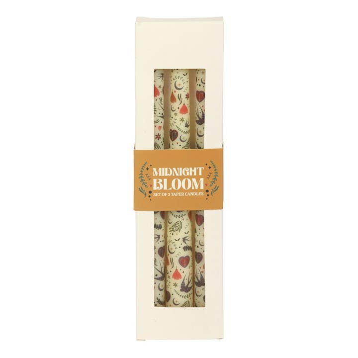 Ensemble de 3 bougies à motif floral crème folk