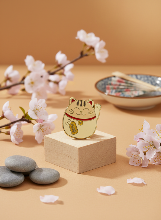 Pin de gato de la suerte