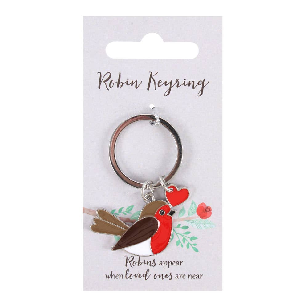 Robin Keychain with Heart