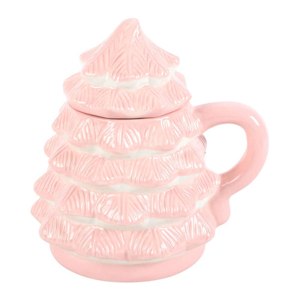 Caneca cor-de-rosa em forma de árvore de Natal