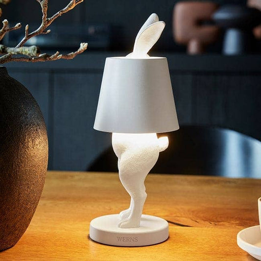 Lampe de table LED Hiding Rabbit, Blanc
