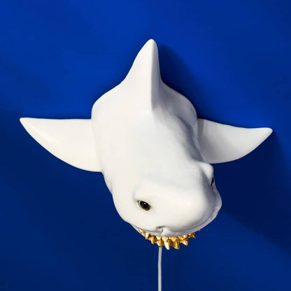 Applique murale Requin Hai Sharky Shark Blanc/Or