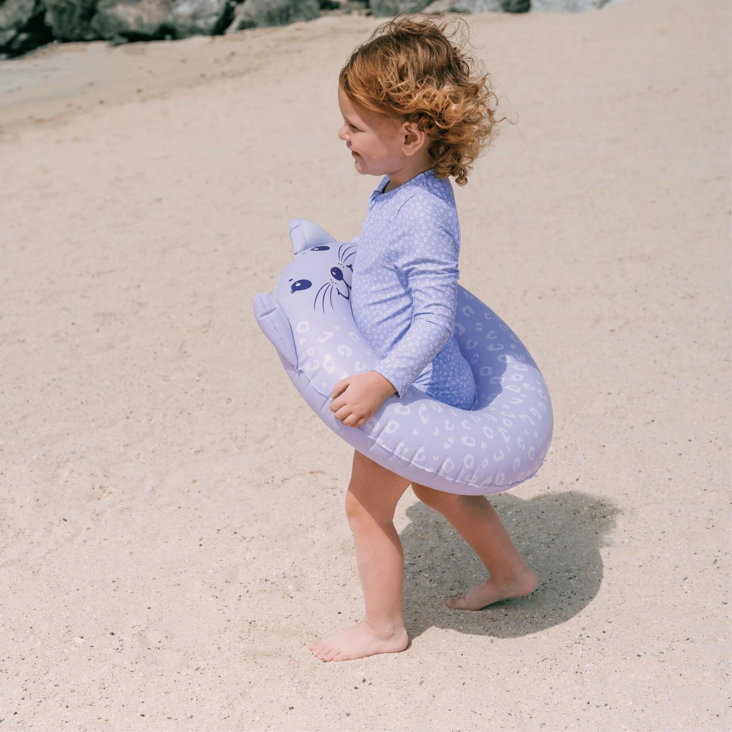 Flotador de baño con estampado de leopardo lila 