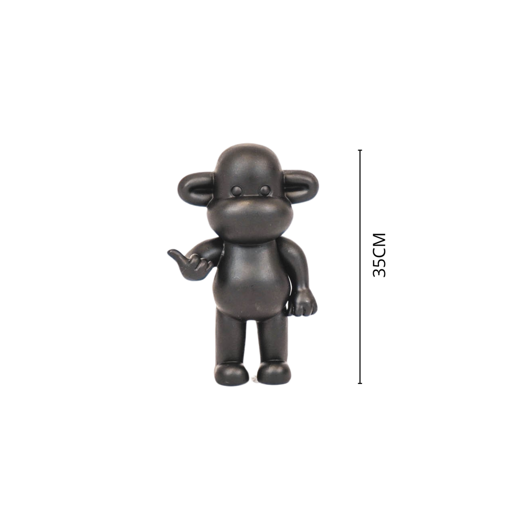 Ornamento - Estatueta de Macaco Solto para Pendurar 'A Lenda' - Poliresina - Preto - 20,5x13,5x35cm