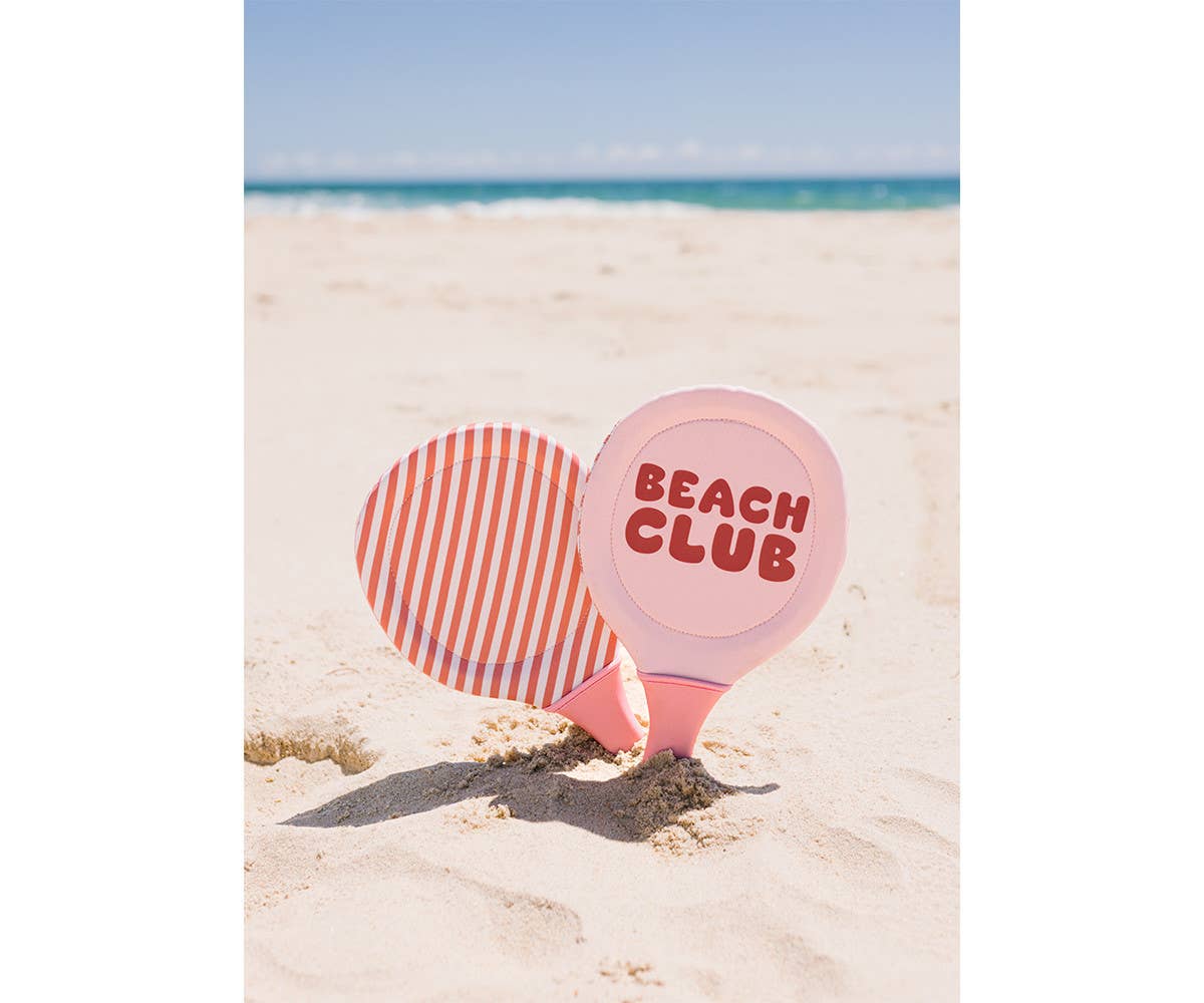Stripes Bloom & Blush Neoprene Beach Paddles with Ball