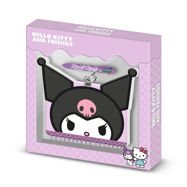 Kuromi Face-Pack de Journal Kawaii + Stylo 6 Couleurs