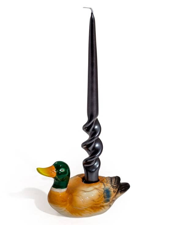 Castiçal em cerâmica em forma de pato-real