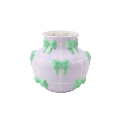 Vaso - Vaso per fiori a nastro - Lilla/Menta - 14,5x14,5x13cm