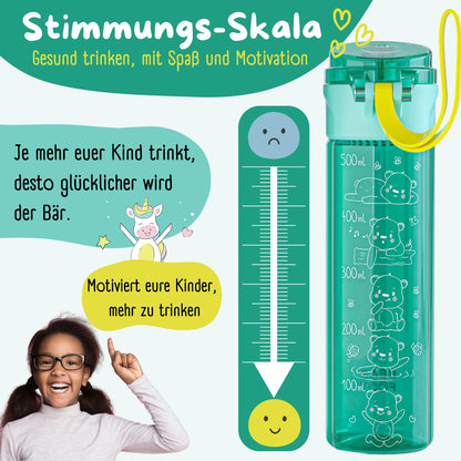Kids' water bottle, 500ml, lightweight - Logo-mint