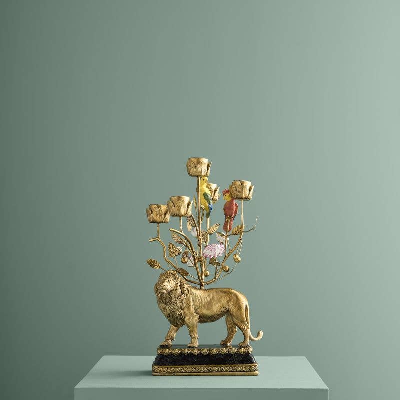 Chandelier Lion Poly/Métal, 20 x 15 x 37 cm