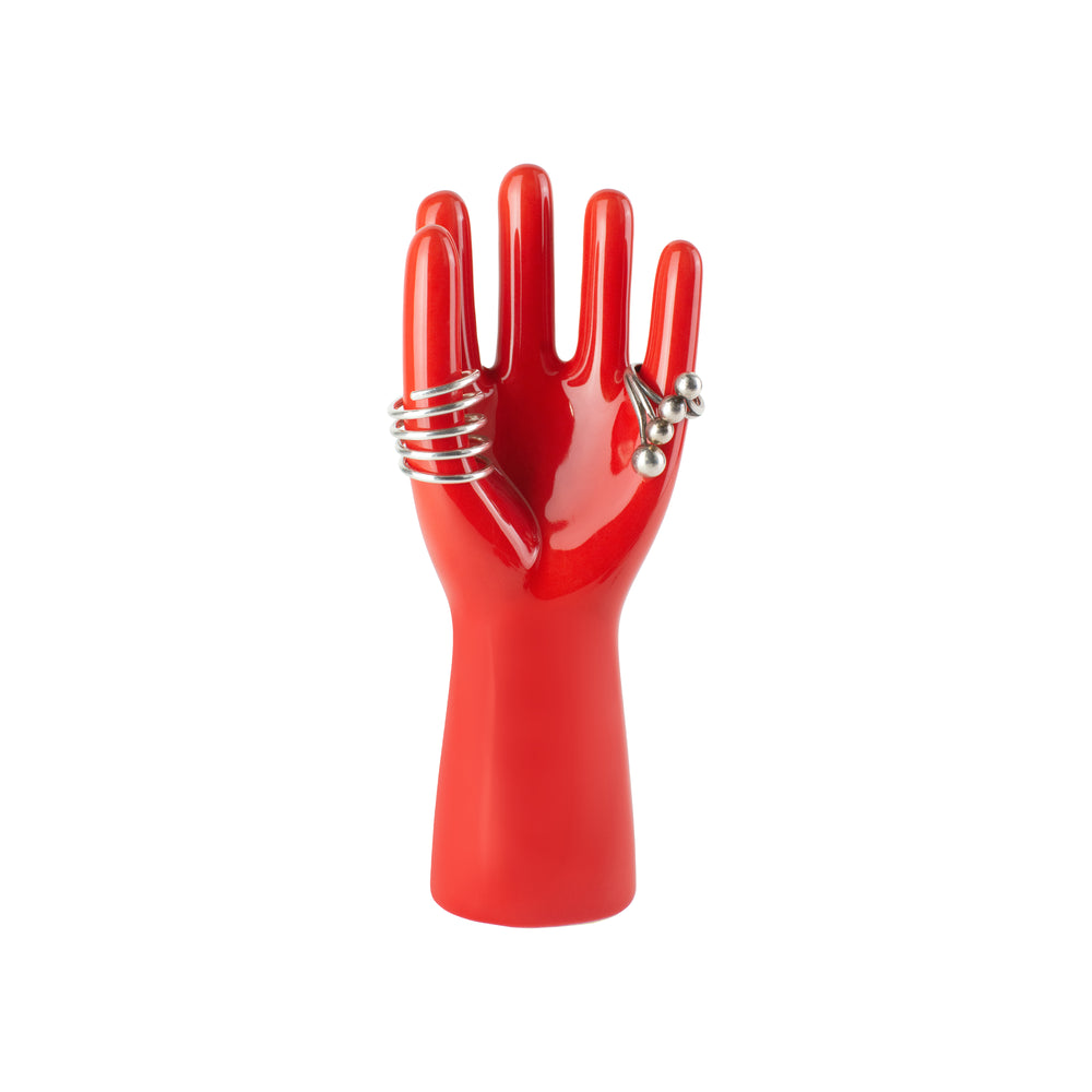 Porta joyas de mano roja
