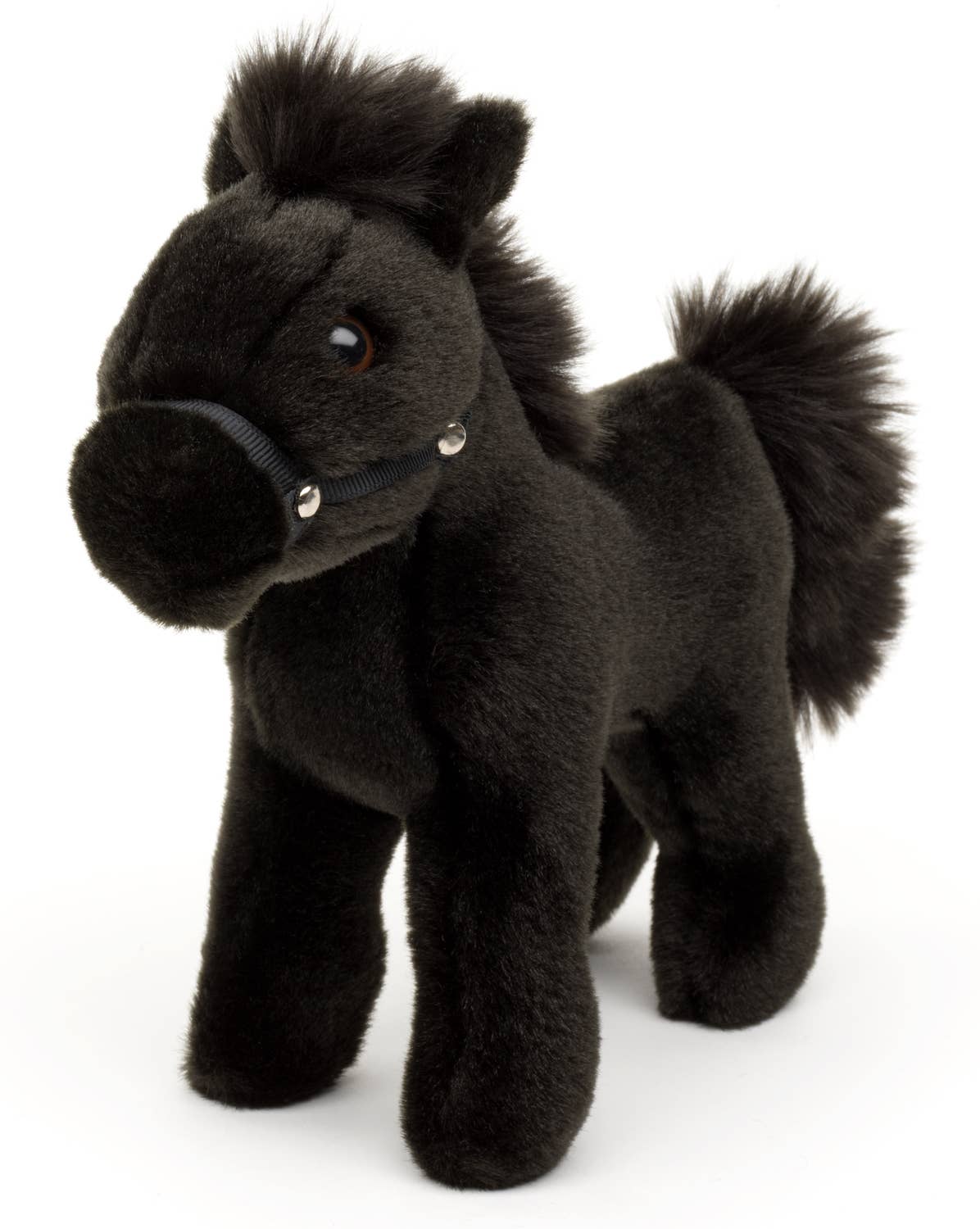 Peluche Cheval Noir Debout sans Selle