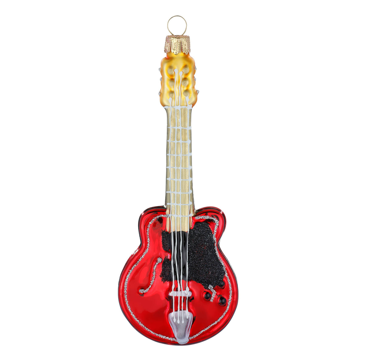 Ornement de Noël guitare électrique, en verre, 15 cm – Holly & Jolly