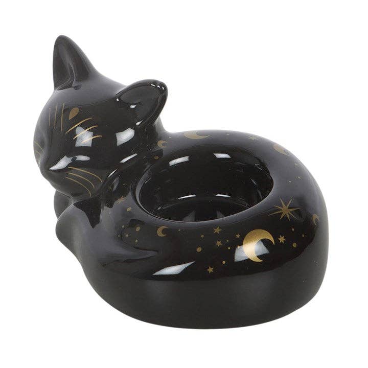 Porte Bougie Chauffe-Plat Chat « Magie du Chat Noir »