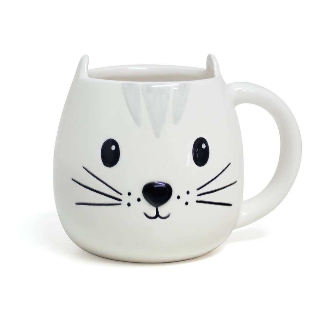 Mug, kitty design, white, 400 ml, with handle, ceramic