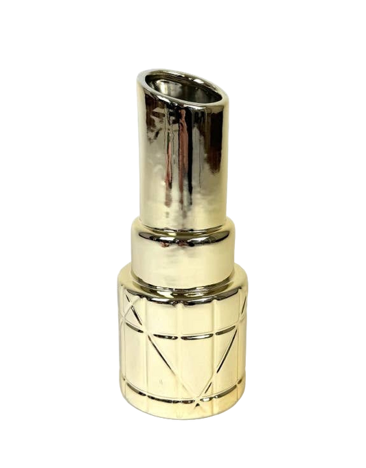 Jarrón de lápiz labial dorado