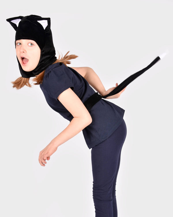 Ensemble chat noir (capuche et queue) 3 à 5 ans