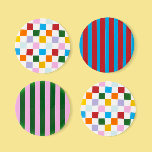 Set of 4 Coffee Club resin coasters