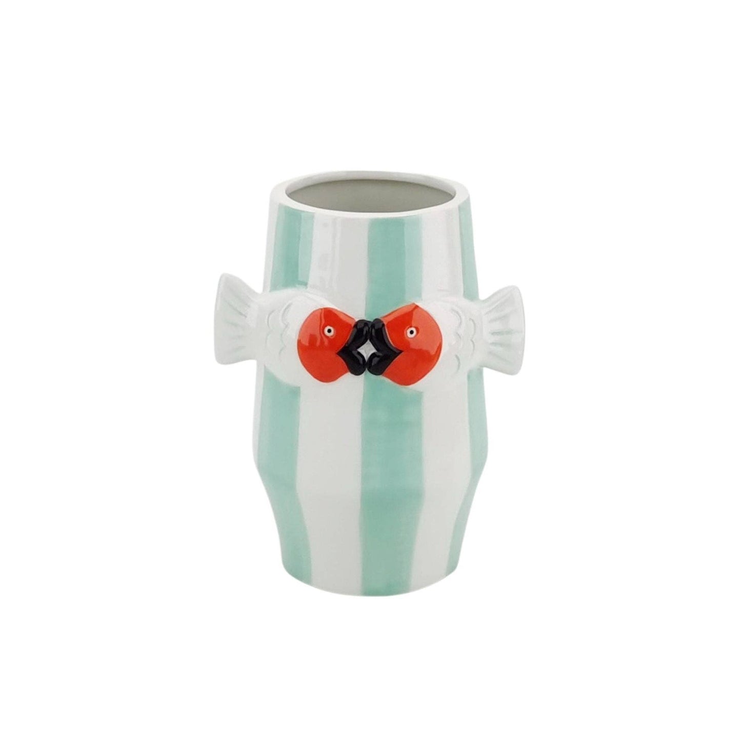 Vaso - Vaso per fiori color menta/bianco/arancione - 14x11,5x18,5 cm