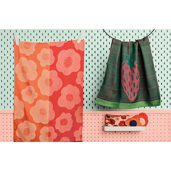 Beerenfarbenes Jacquard-Geschirrtuch