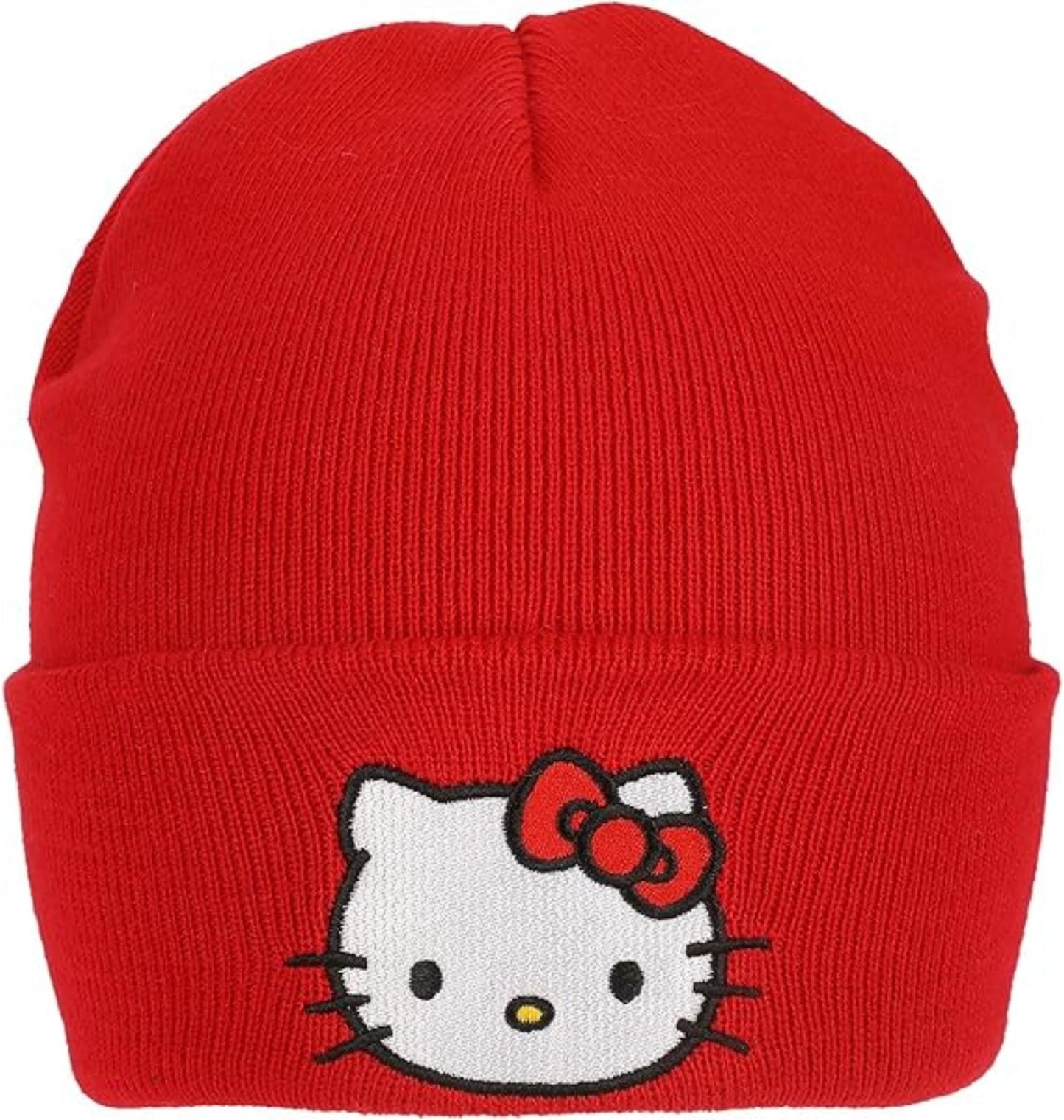 Bonnet rouge Hello Kitty en maille acrylique