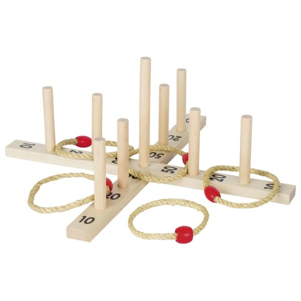 Ring toss game with 5 sisal rings