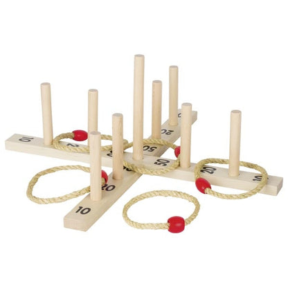 Ring toss game with 5 sisal rings