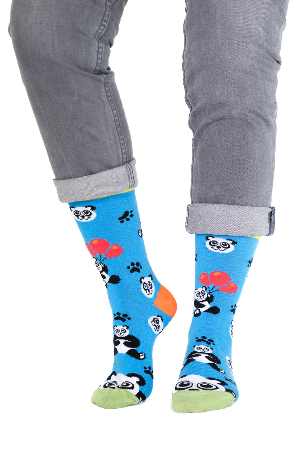 Chaussettes Panda en Coton Bio Sans Couture Bleues