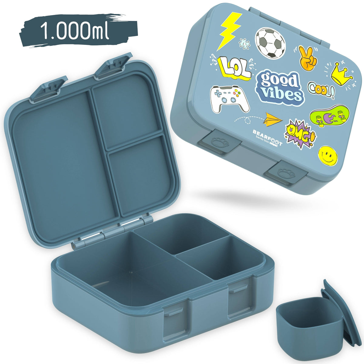 Boîte Bento COMPACT à Compartiments - Sticker Bleu
