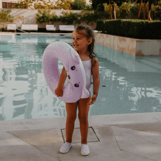 Flotador de baño con estampado de leopardo lila 