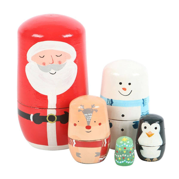 Juego de muñecas rusas navideñas