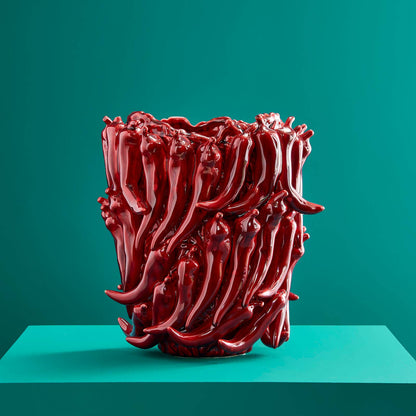 Vaso de pimentos, cor bordeaux